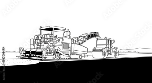 Vintage Automobile Drawing with Detailed Mechanical Components.