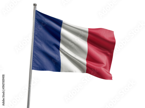 Free Download Waving French flag on a silver flagpole, isolated national symbol of France, patriotic banner for design and celebration PNG - GFXLoad