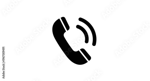 Black phone receiver icon isolated on white background signaling communication