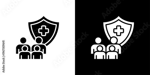 Family Insurance Icon Sheet Black And White