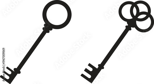 Set of vintage skeleton keys silhouette.  Antique silhouette vector.