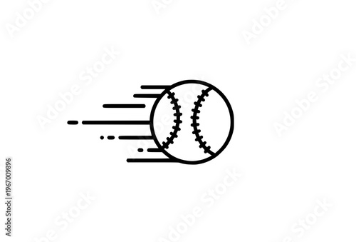 3D style baseball fastball icon with motion effect modern vector isolated on white background
