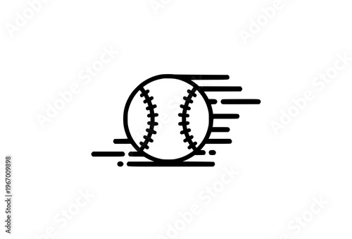 3D style baseball fastball icon with motion effect modern vector isolated on white background