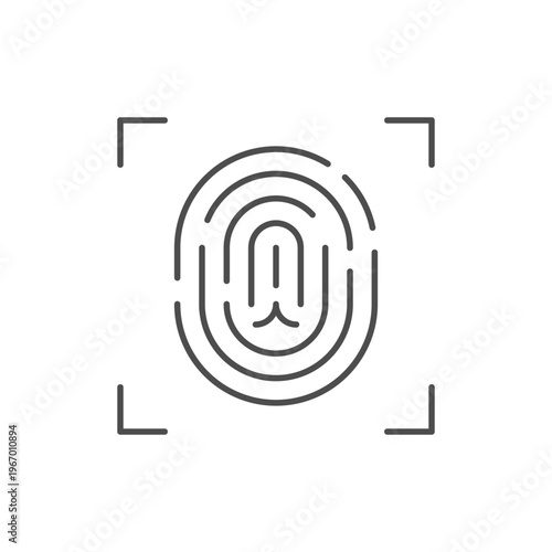 Fingerprint identification line outline icon