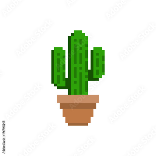 Pixel Art flower and plant collection in retro 8-bit graphic. Pixel Art flower and indoor pot plant. Vector illustration with pixel art.