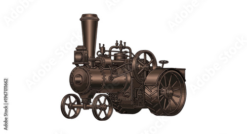 Vintage Steam Traction Engine Machine - Industrial Revolution Era