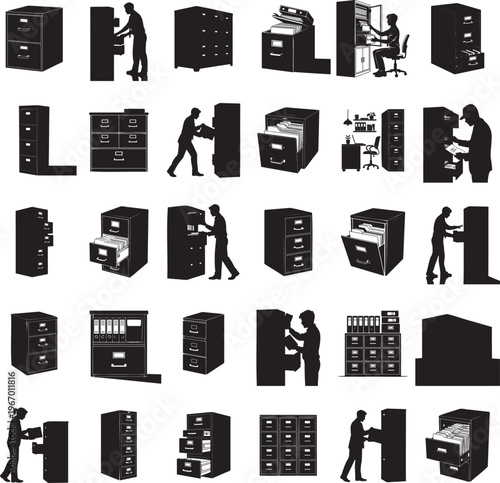 office filing cabinet with multiple drawers