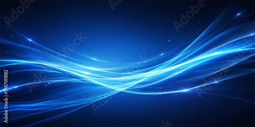 Abstract blue wave background with flowing light and energy patterns