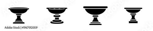 Elegant Silhouette of a Bird Bath - Detailed and Stylized