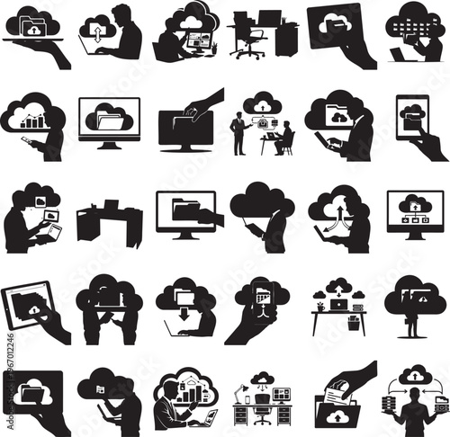 Office file related silhouette design set