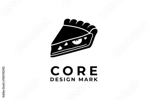 Apple Pie Slice Icon Presented As Bold Silhouette Black Vector Illustration For Dessert Food Menu Design
