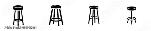 Elegant Black & White Bar Stool Silhouette