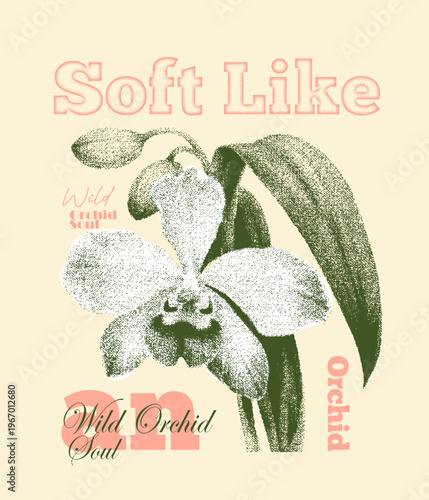 Orchid Flowers Tee T-shirt Design. Vintage Grunge Artwork. Tropical Flowers print. Vintage Grunge texture flower art. made for tee sweat. 