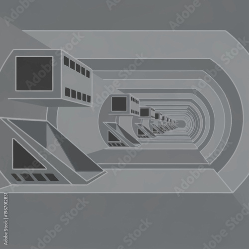 Futuristic Corridor Illustration - A Glimpse into Tomorrows Architecture.
