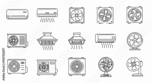 Diverse assortment of ventilation and cooling devices
