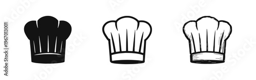 Culinary Chef's Toque Icon Set - Different Styles for Professional Kitchen and Food Industry