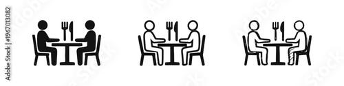 Restaurant Customers Dining Icon Set - Multiple Styles for Eating Out and Social Gatherings