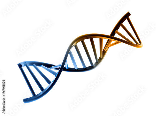 Vibrant 3D DNA double helix structure, a genetic code molecule isolated on transparent background, representing biology and science PNG