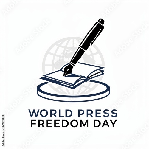 World Press Freedom Day logo with pen and book