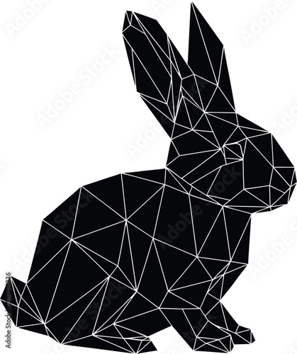 Easter day silhouette geometric rabbit and easter egg design for spring celebrations