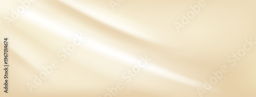 Beige gradient background. Silk bg with pearl color and cream texture. Pale gradation for aesthetic fashion ppt template. Elegant satin cloth horizontal eps10. Abstract sand wave effect for footer.
