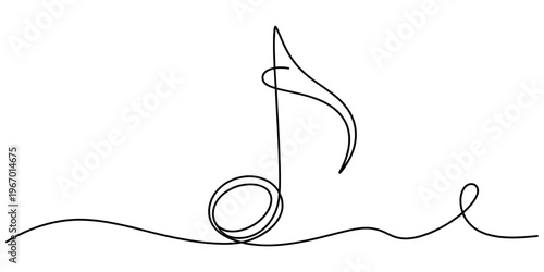 A single continuous line drawing of a musical note symbol on a plain white background illustration Vector, illustration