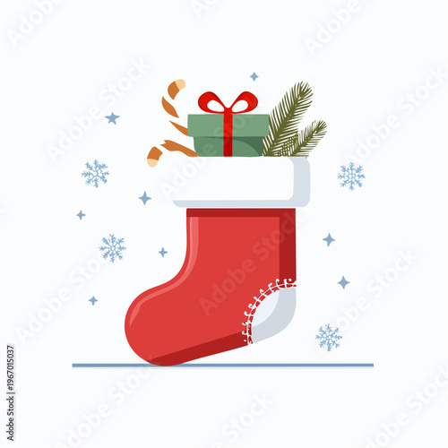 クリスマスの靴下 サンタクロースのプレゼント用ベクターイラスト