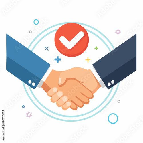 ビジネスイベントでの握手 契約成立と信頼関係のベクターイラスト