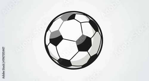 Close-up of a classic black and white soccer ball rendered in a flat graphic style