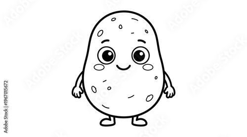 Cute Cartoon Potato Character Smiling.