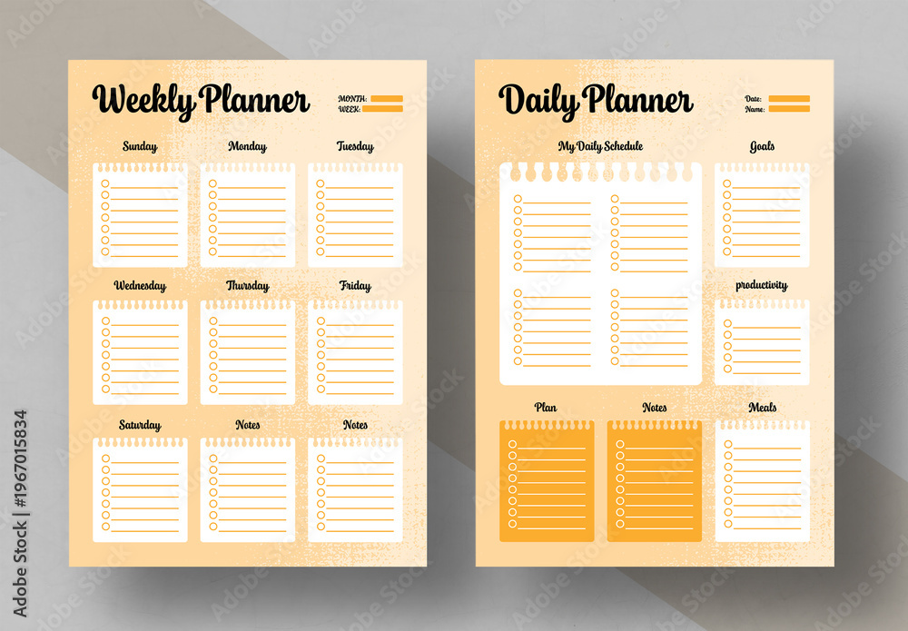 Daily and Weekly Planner Printable Template Layout Stock Template ...