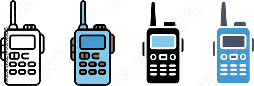 Walkie-talkie icon vector representing portable radio transceiver for security communication, emergency response, and outdoor team coordination illustration