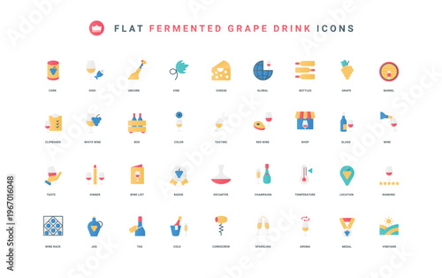 Vineyard, cellar barrel of alcohol, grape wine quality award thin symbols vector illustration. Wine bottle and glass, winery, bar and restaurant menu, shop location flat icon set