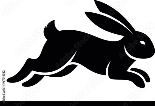 Easter day silhouette leaping rabbit with easter egg base festive spring holiday graphic