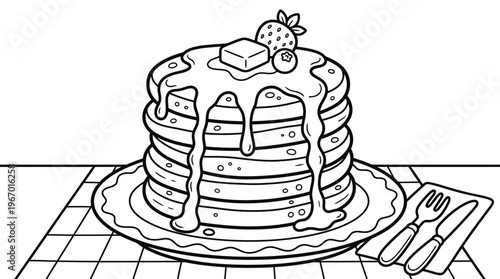 Delicious Stack of Sweet Pancakes Dessert.