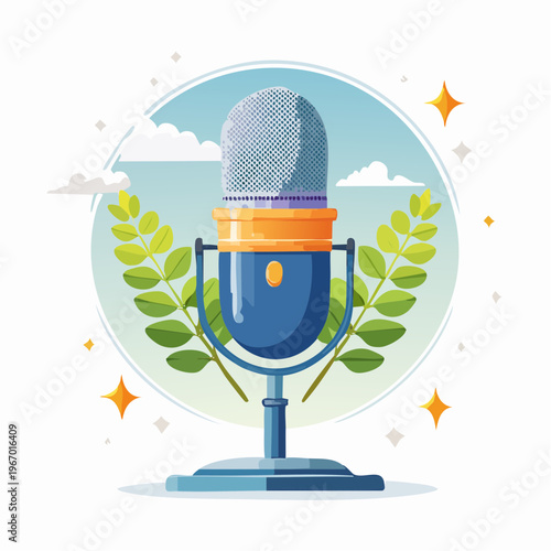 イベントやスピーチで使われるマイクのベクターイラスト