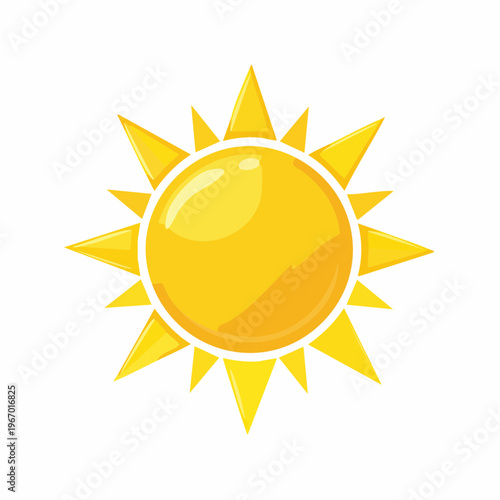 明るく輝く太陽のアイコン 晴れとポジティブなベクターイラスト