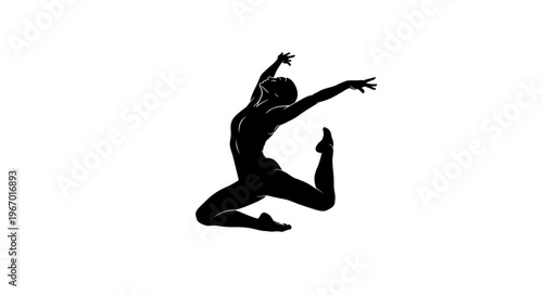 Silhouette of a dancer performing a graceful leap.