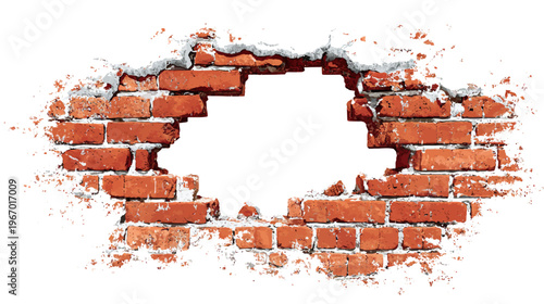 Hole in a brick wall abstract concept for design and commercial use