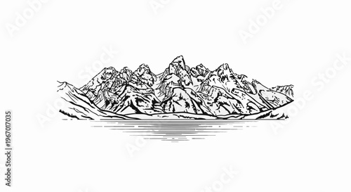 Dramatic mountain range reflected in a serene, water body