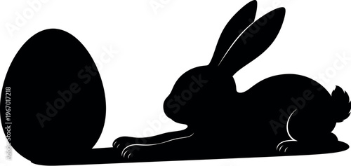 Easter day silhouette black easter egg and rabbit festive spring holiday graphic