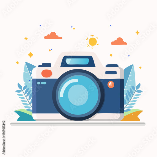 写真撮影をするカメラ イベント記録と趣味のベクターイラスト