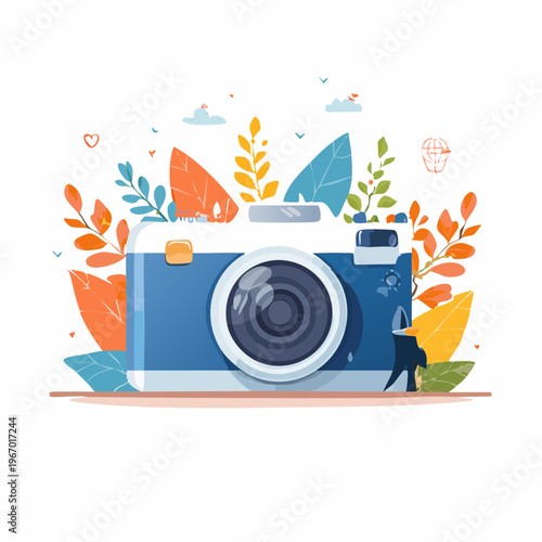 写真撮影をするカメラ イベント記録と趣味のベクターイラスト