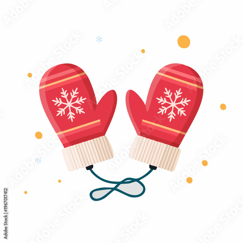 暖かなミトン手袋 冬の防寒具のベクターイラスト