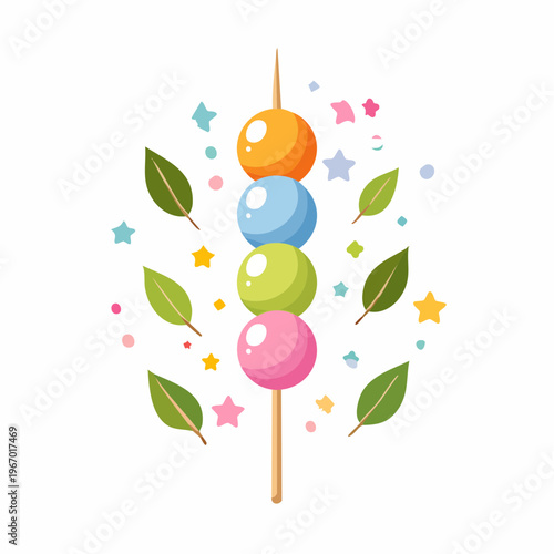 お花見に欠かせない三色団子 春の和スイーツベクターイラスト