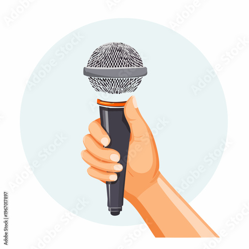 マイクを握る手 スピーチやプレゼンテーションのベクターイラスト