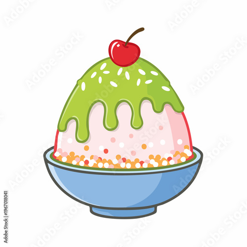 夏祭りの定番 カラフルなシロップのかき氷ベクターイラスト