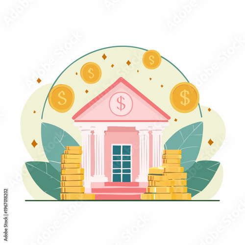 家計簿と資産管理 お金の節約と貯金のベクターイラスト