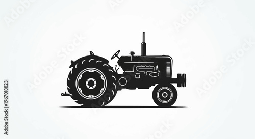 Silhouette of a classic agricultural tractor on a white background (1)