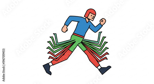 Illustration of a runner with multiple legs, symbolizing speed, agility, and advanced motion capabilities